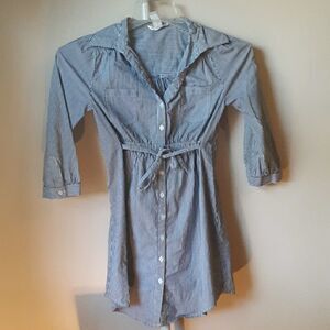 H&M STRIPED 3/4 SLEEVE BUTTONDOWN TUNIC TOP 2